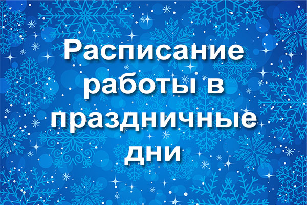 Расписание работы в праздничные дни